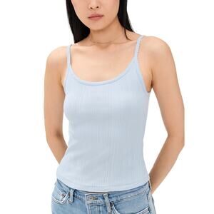 Re/Done 'Varigated' Blue Cotton Jolie Tank Top Size S